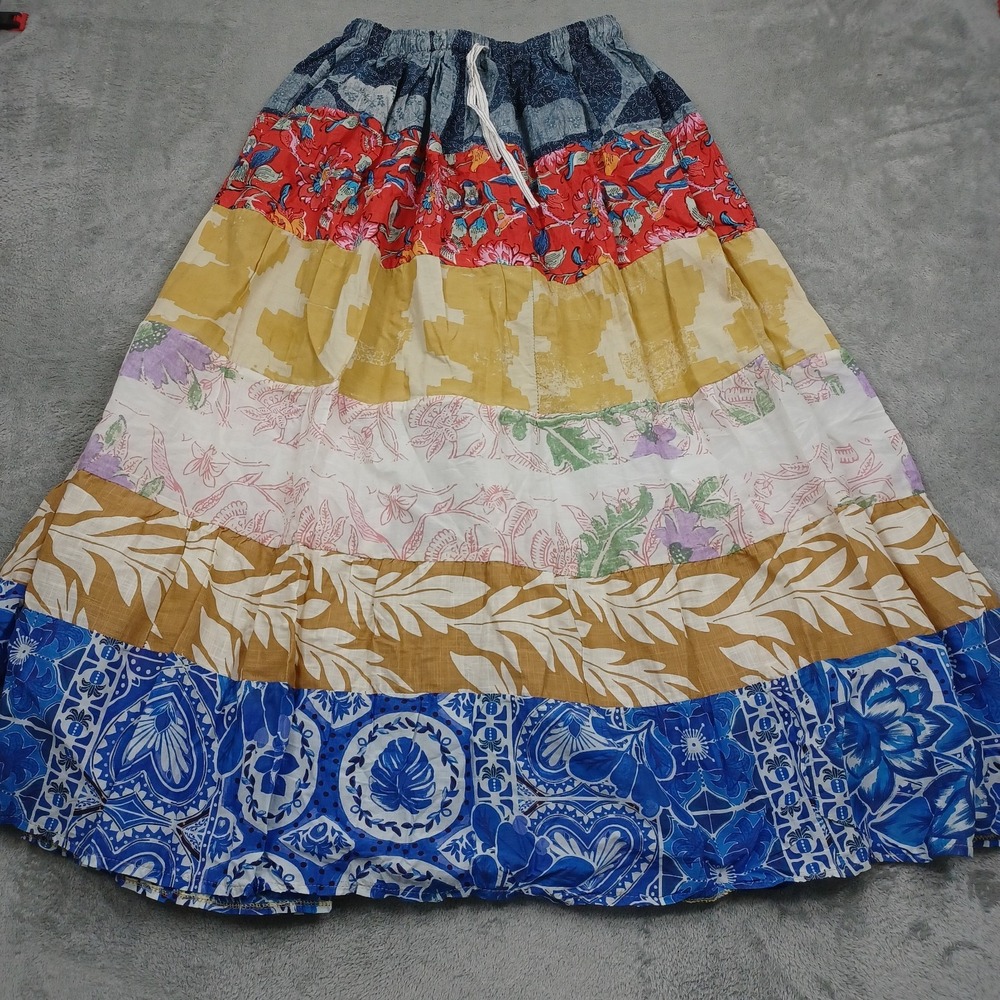 Ashley Taylor Skirt Womens One Size Floral Patch Cotton Drawstring Pull On